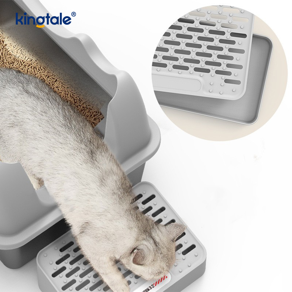 Katzentoilette aus Edelstahl mit Fußpedal, Metall-Katzentoilette mit hohen Seiten, nie