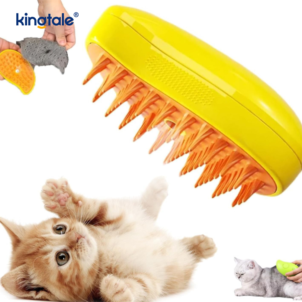 Katzen-Dampfbürste, 3-in-1, dampfende Haustierbürste, Silikon-Massage-Hundehaarentferner-Kamm