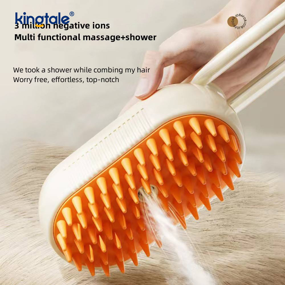 Katzen-Dampfbürste, 3-in-1, dampfende Haustierbürste, Silikon-Massage-Hundehaarentferner-Kamm