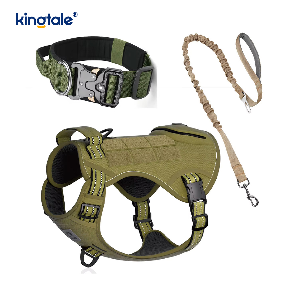 Robustes taktisches Hundehalsband-Leine-Geschirr-Set für große Hunde
