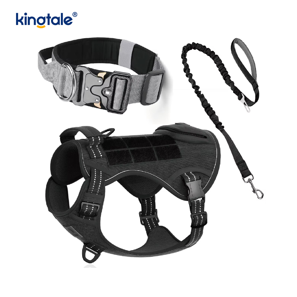 Robustes taktisches Hundehalsband-Leine-Geschirr-Set für große Hunde