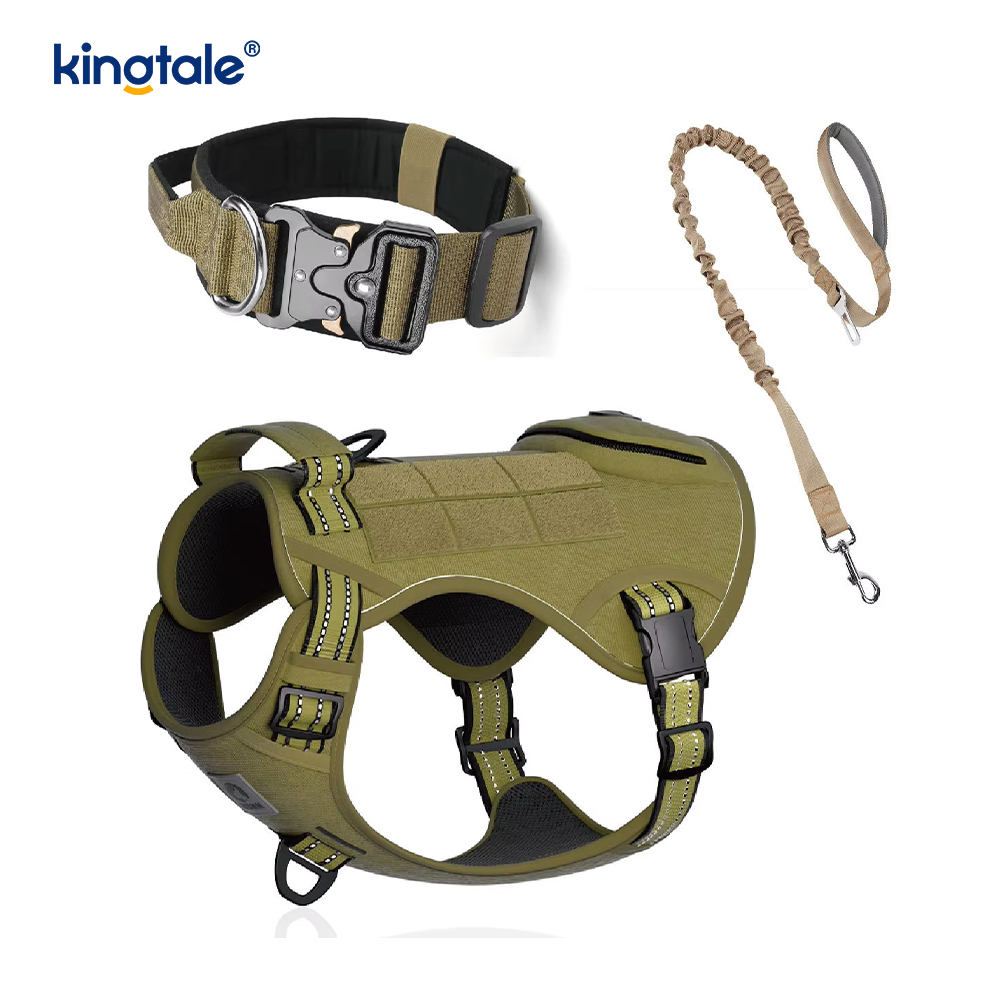 Robustes taktisches Hundehalsband-Leine-Geschirr-Set für große Hunde