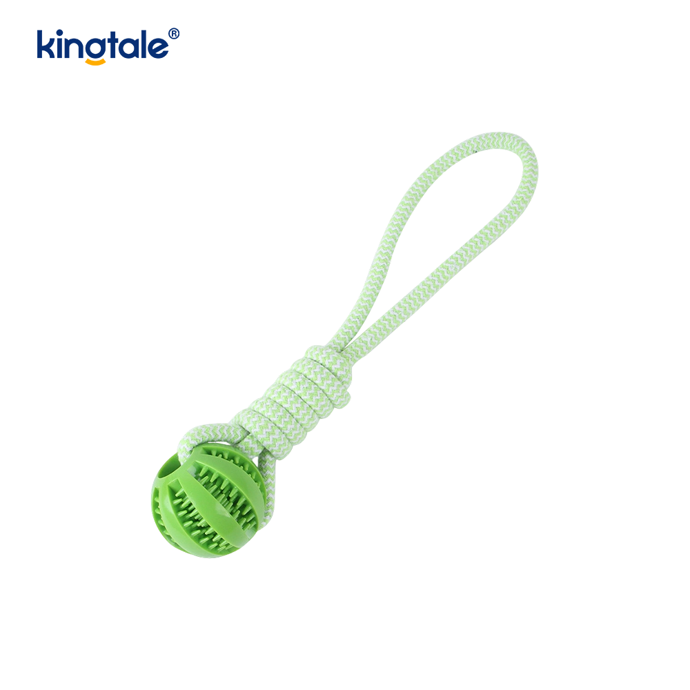 Von Hand gezogenes Hanfseil, zahnreinigendes Gummi-Leckerli-Spender-Ball für Haustiere