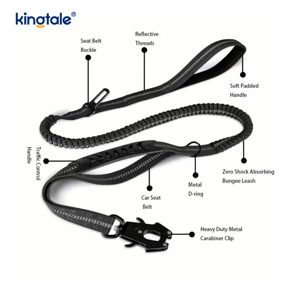 Reflektierende Nylon-Sicherheitsleine, elastischer Puffer, fester Hunde-Autositz