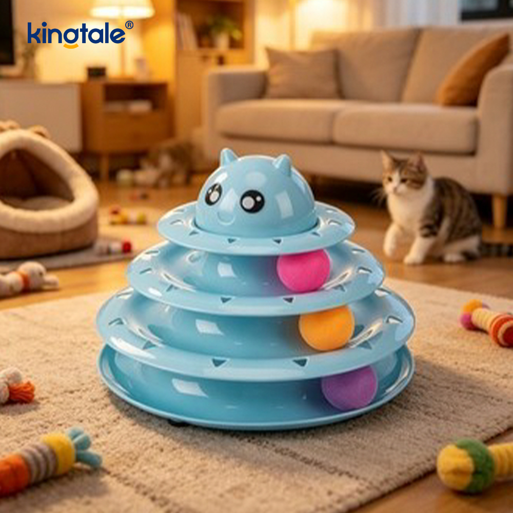 Interaktives 3-stufiges Drehteller-Spielzeug für Katzen und Haustiere, lustiges Puzzle-Spielzeug für geistige und körperliche Übungen