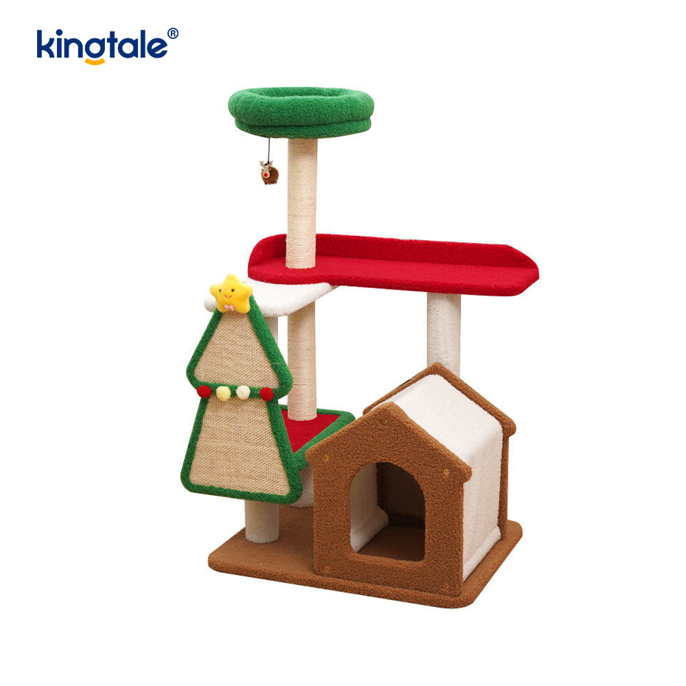 Weihnachtsserie, maßgeschneiderte, verschleißfeste Katzenkratzsäule, Siege Tower Apartment