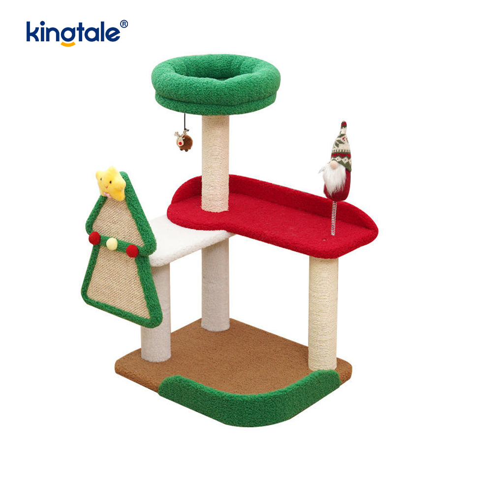 Weihnachtsserie, maßgeschneiderte, verschleißfeste Katzenkratzsäule, Siege Tower Apartment