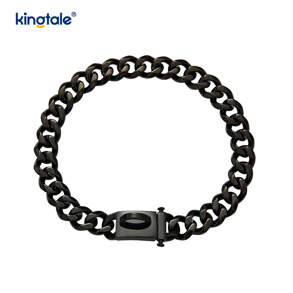 Modisches plattiertes Edelstahl-Hundehalsband mit kubanischem Gliederhalsband für Hunde
